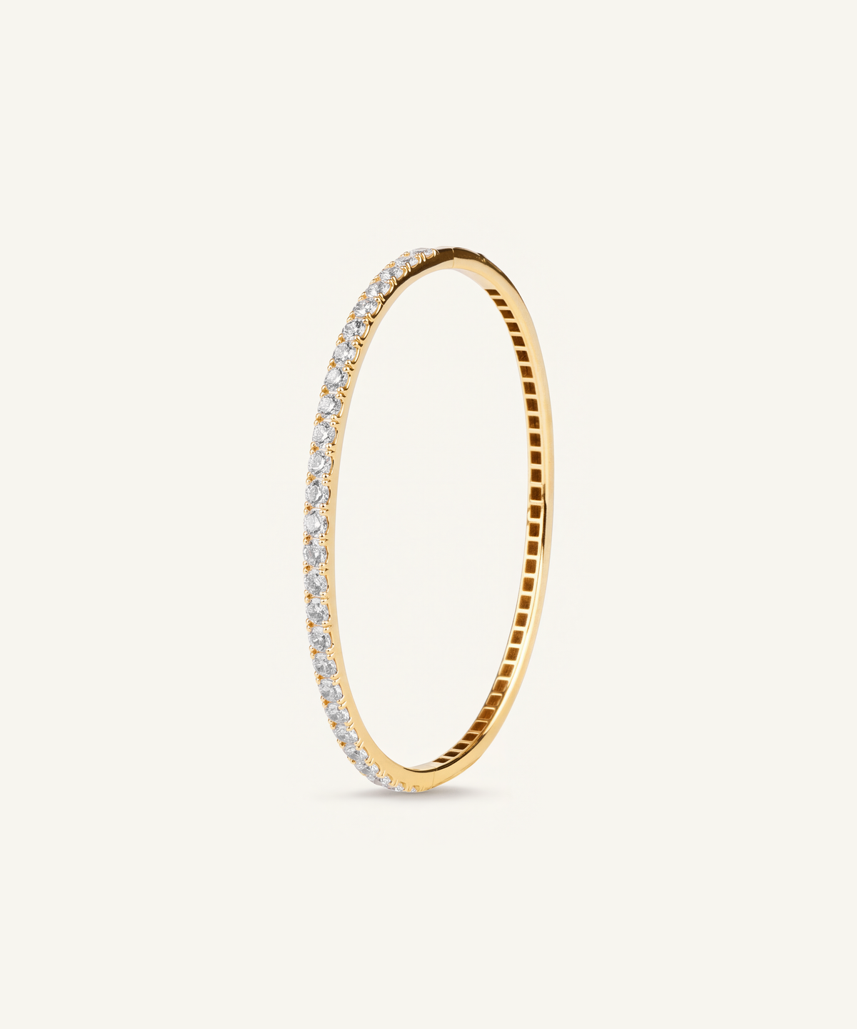 Yellow Gold | Lab Grown Diamond Half Tennis Bangle, detail 7