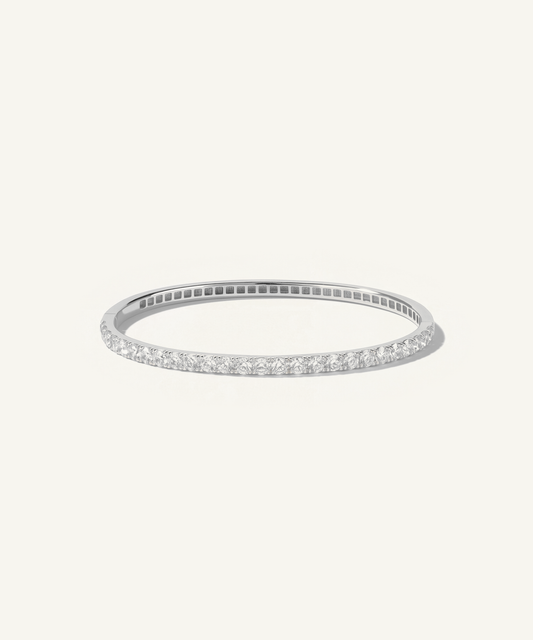 White Gold | Lab Grown Diamond Half Tennis Bangle