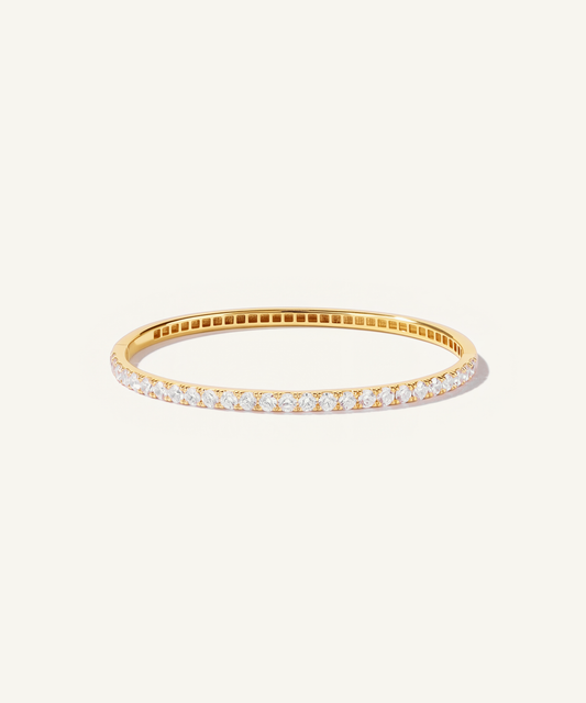 Yellow Gold | Lab Grown Diamond Half Tennis Bangle