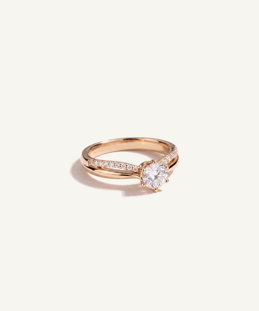 0.5ct Lab Grown Diamond Split Shank Pave Engagement Ring