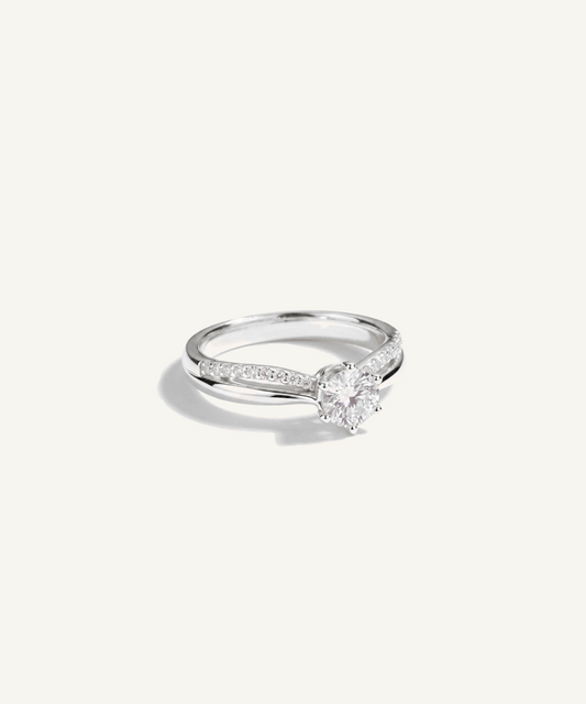 0.5ct Lab Grown Diamond Split Shank Pave Engagement Ring