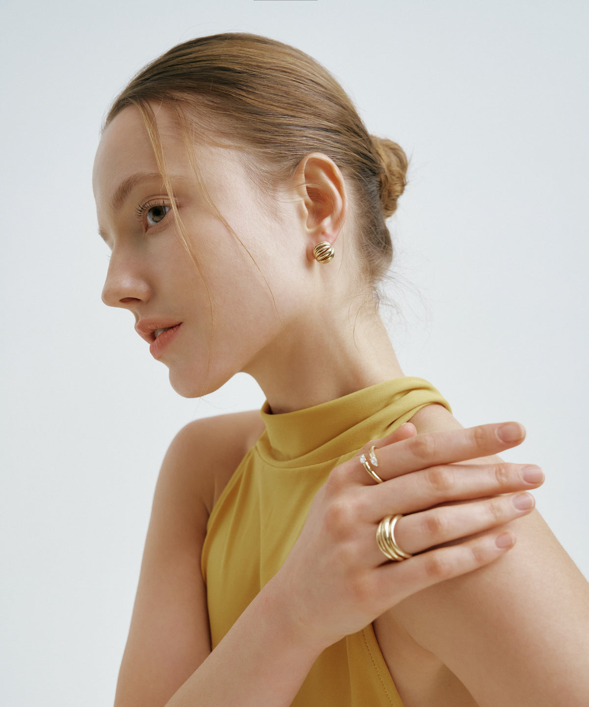 Yellow Gold | Madeleine Hoop Earrings, worn