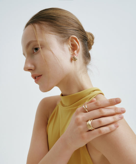 Yellow Gold | Madeleine Hoop Earrings, worn