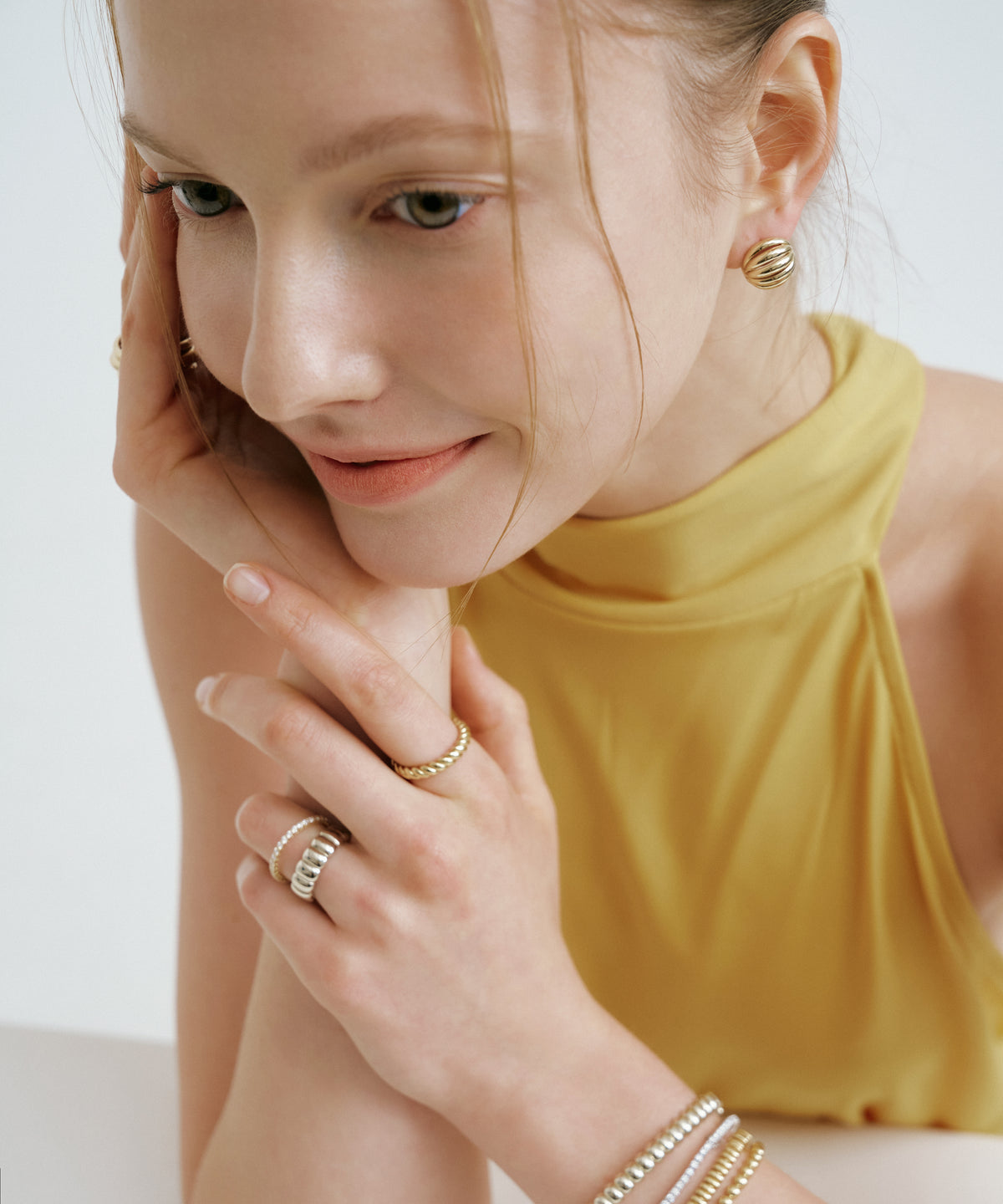 Yellow Gold | Madeleine Hoop Earrings, worn 2