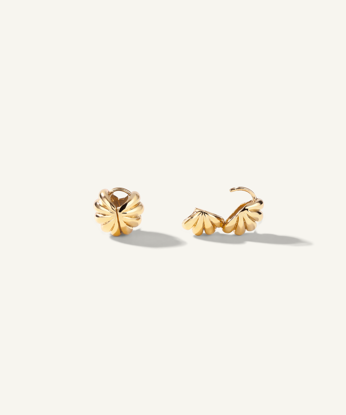 Yellow Gold | Madeleine Hoop Earrings, side view, closed and open