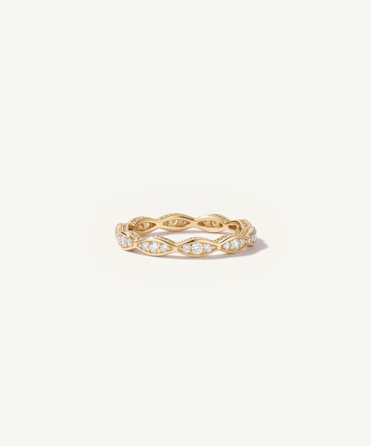 Yellow Gold | Milgrain Marquise Eternity Band