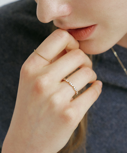 Yellow Gold | Lab Grown Diamond Marquise Half Eternity Band, worn