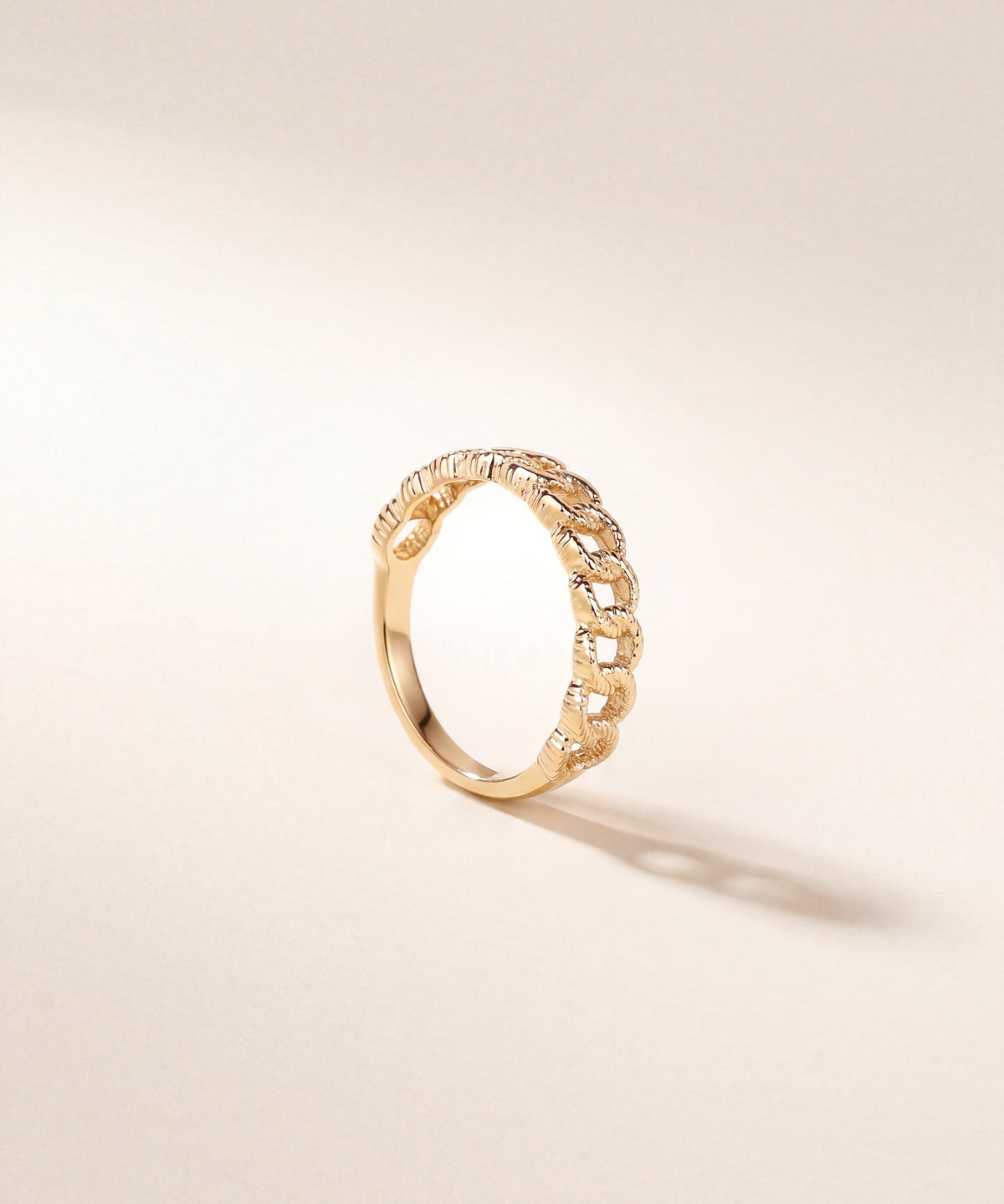Yellow Gold | Milgrain Chain Link Band Ring, view 2