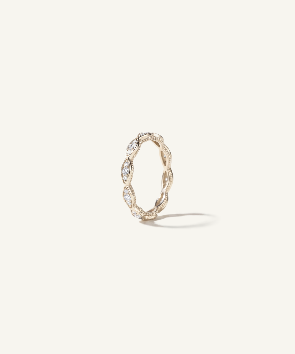 Champagne Gold | standing | Milgrain marquise eternity band standing upright