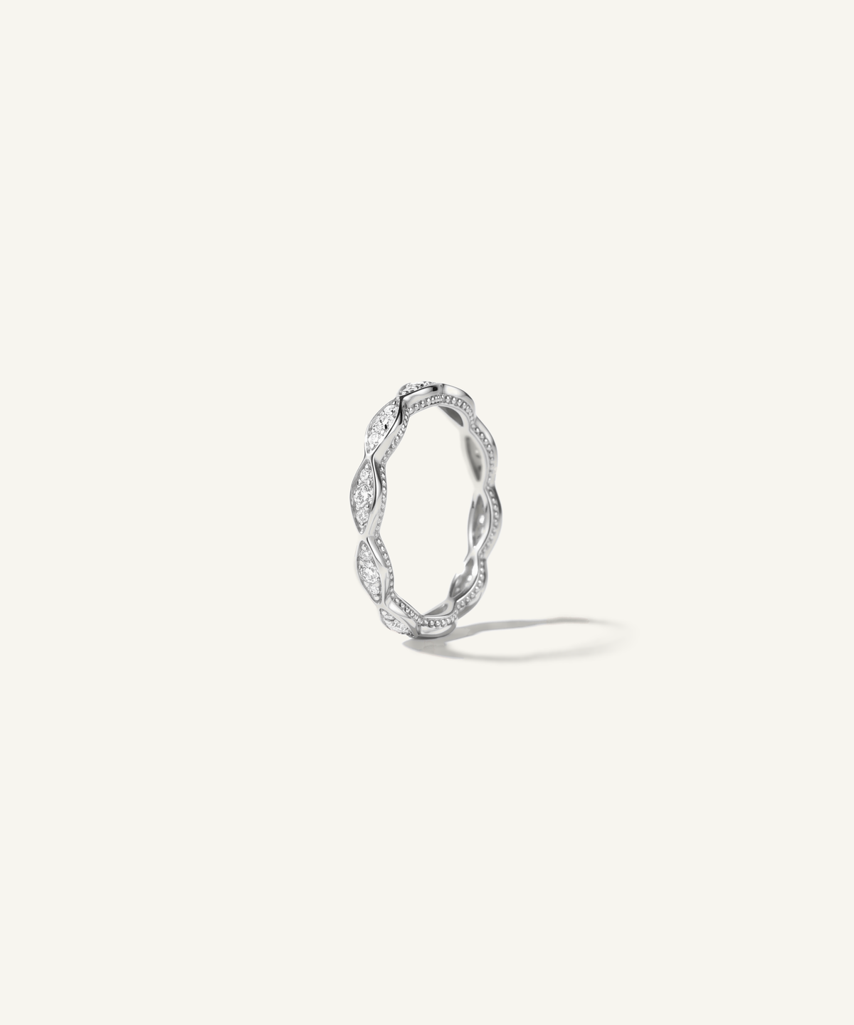 White Gold | standing | Milgrain marquise eternity band standing upright