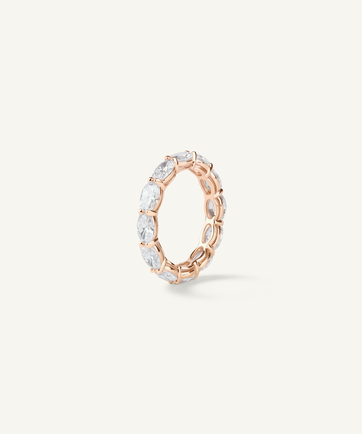 Rose Gold | Oval Cut Lab Grown Diamond Eternity Band, angled