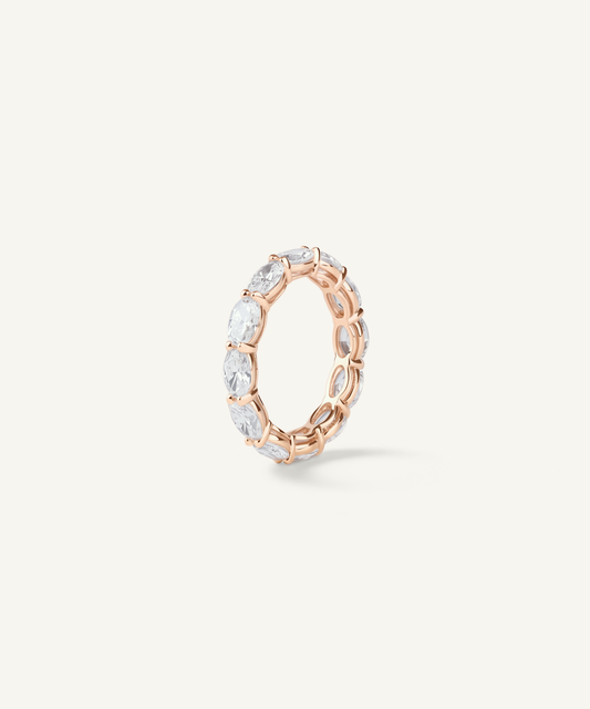 Rose Gold | Oval Cut Lab Grown Diamond Eternity Band, angled