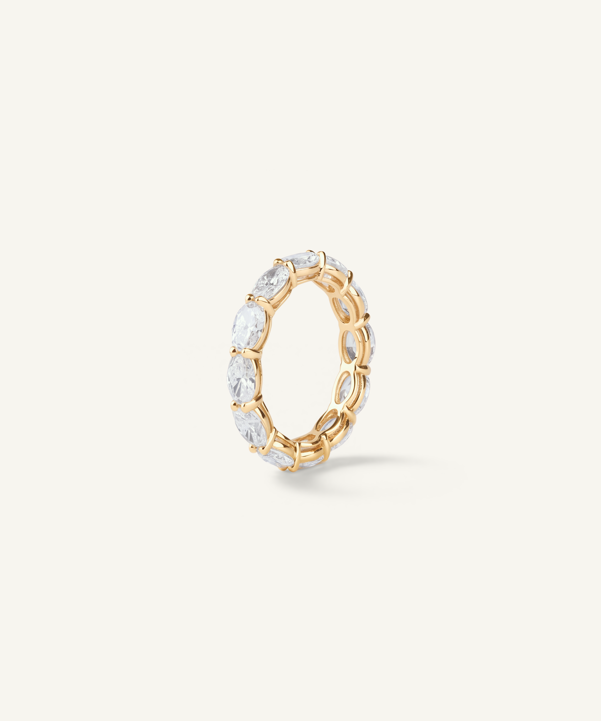 Yellow Gold | Oval Cut Lab Grown Diamond Eternity Band, angled