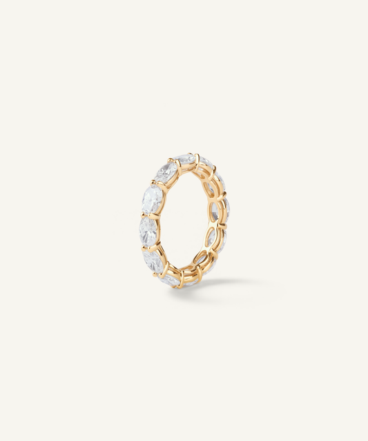 Yellow Gold | Oval Cut Lab Grown Diamond Eternity Band, angled