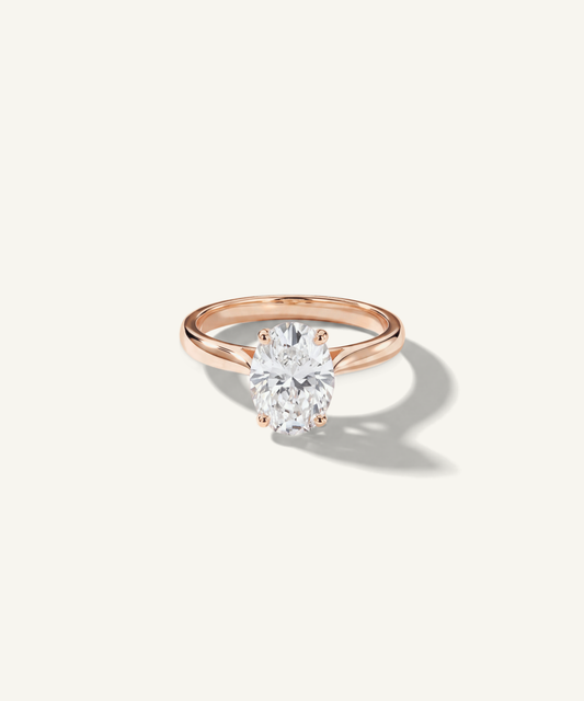 Rose Gold | Oval Cut Lab Grown Diamond Engagement Ring, angled