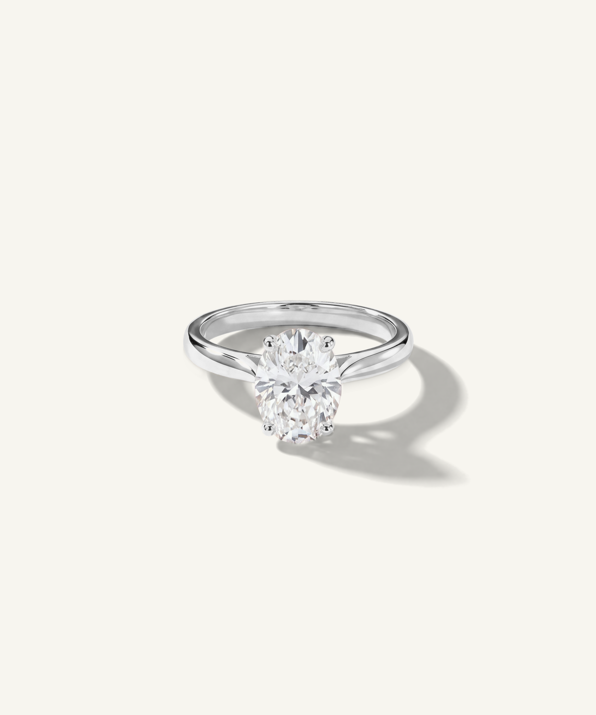 White Gold | Oval Cut Lab Grown Diamond Engagement Ring, angled