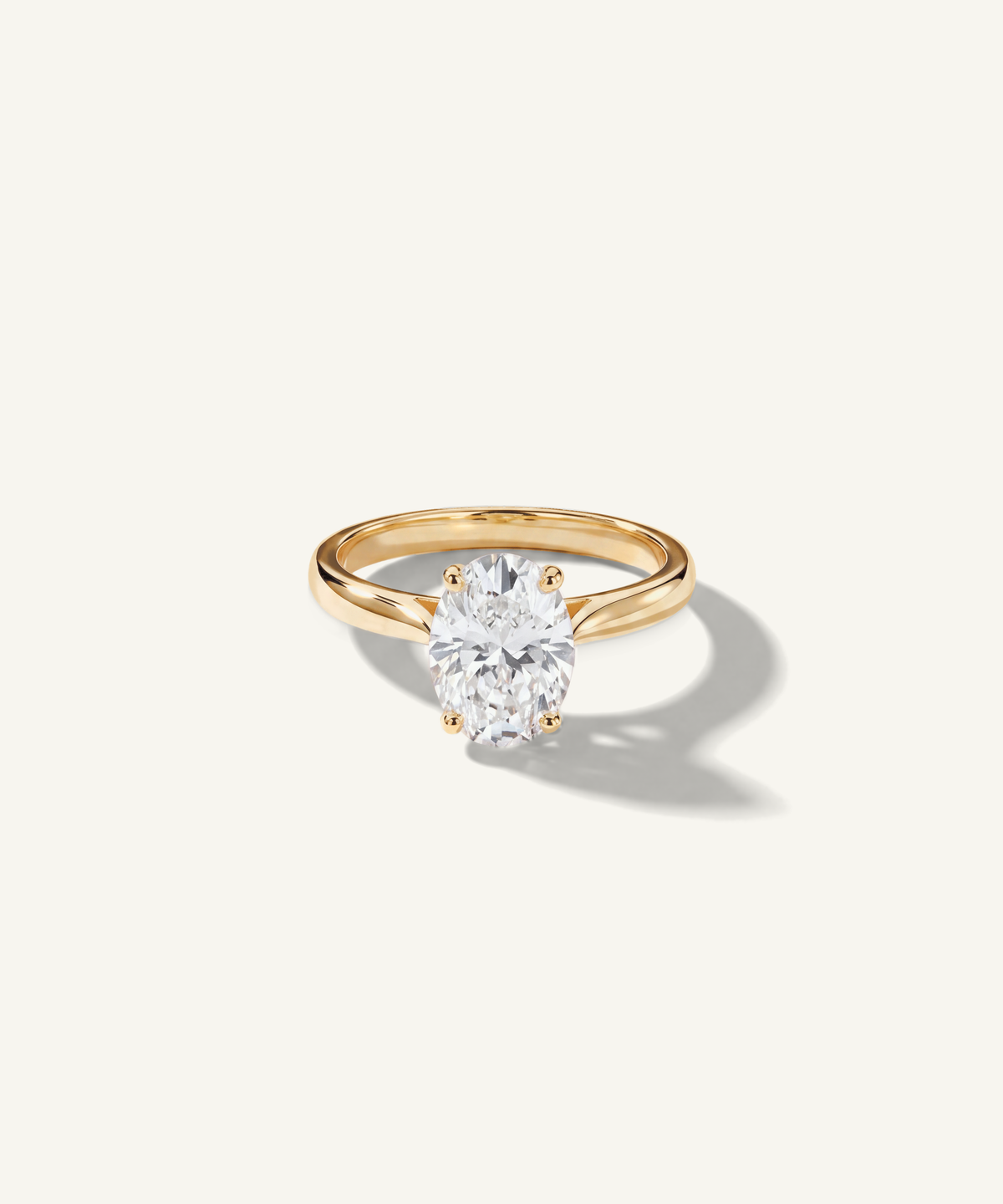 Yellow Gold | Oval Cut Lab Grown Diamond Engagement Ring, angled