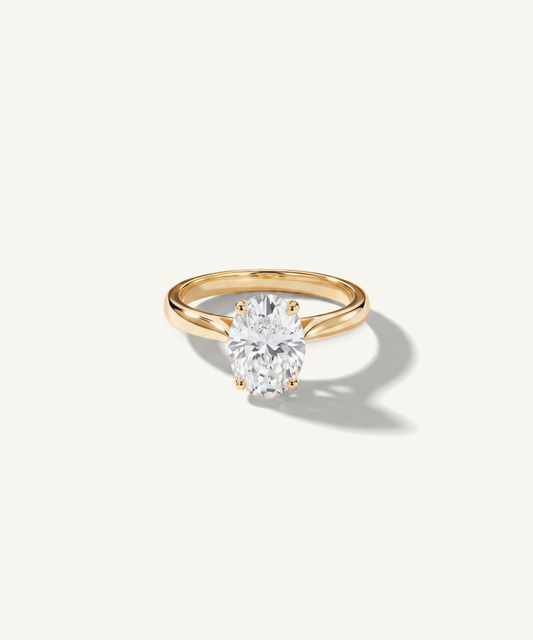 Yellow Gold | Oval Cut Lab Grown Diamond Engagement Ring, angled