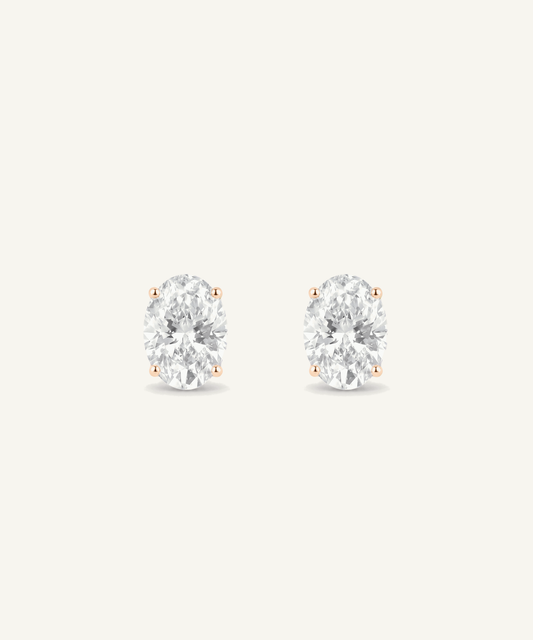 Rose Gold | Oval Cut Lab Grown Diamond Stud Earrings