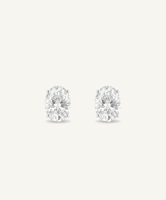 White Gold | Oval Cut Lab Grown Diamond Stud Earrings