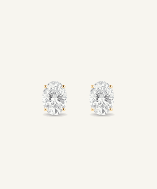 Yellow Gold | Oval Cut Lab Grown Diamond Stud Earrings