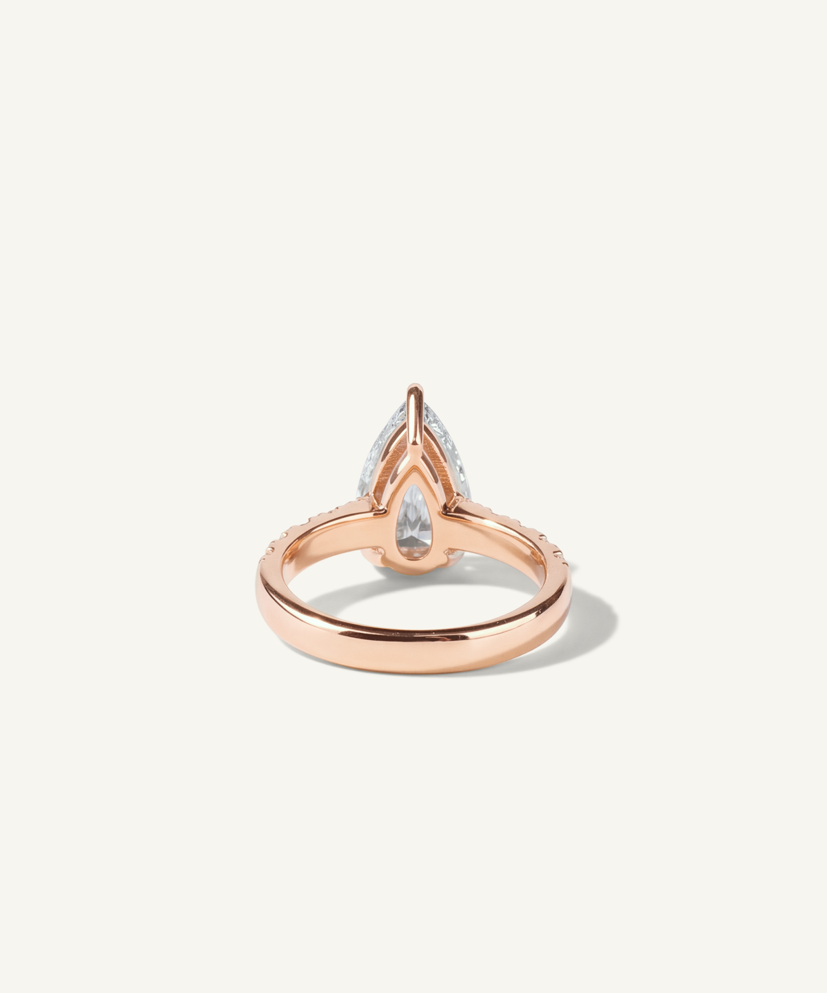 Rose Gold | Pear Cut Lab Grown Diamond Pavé Engagement Ring, back view