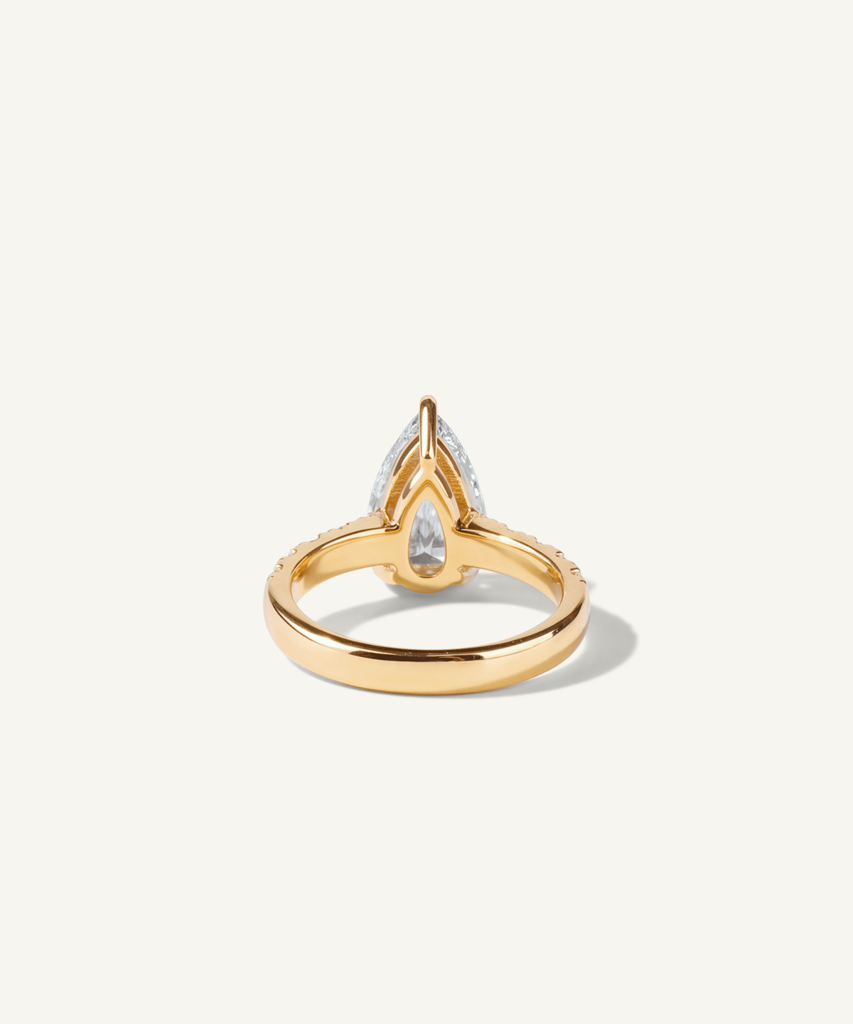 Yellow Gold | Pear Cut Lab Grown Diamond Pavé Engagement Ring, back view