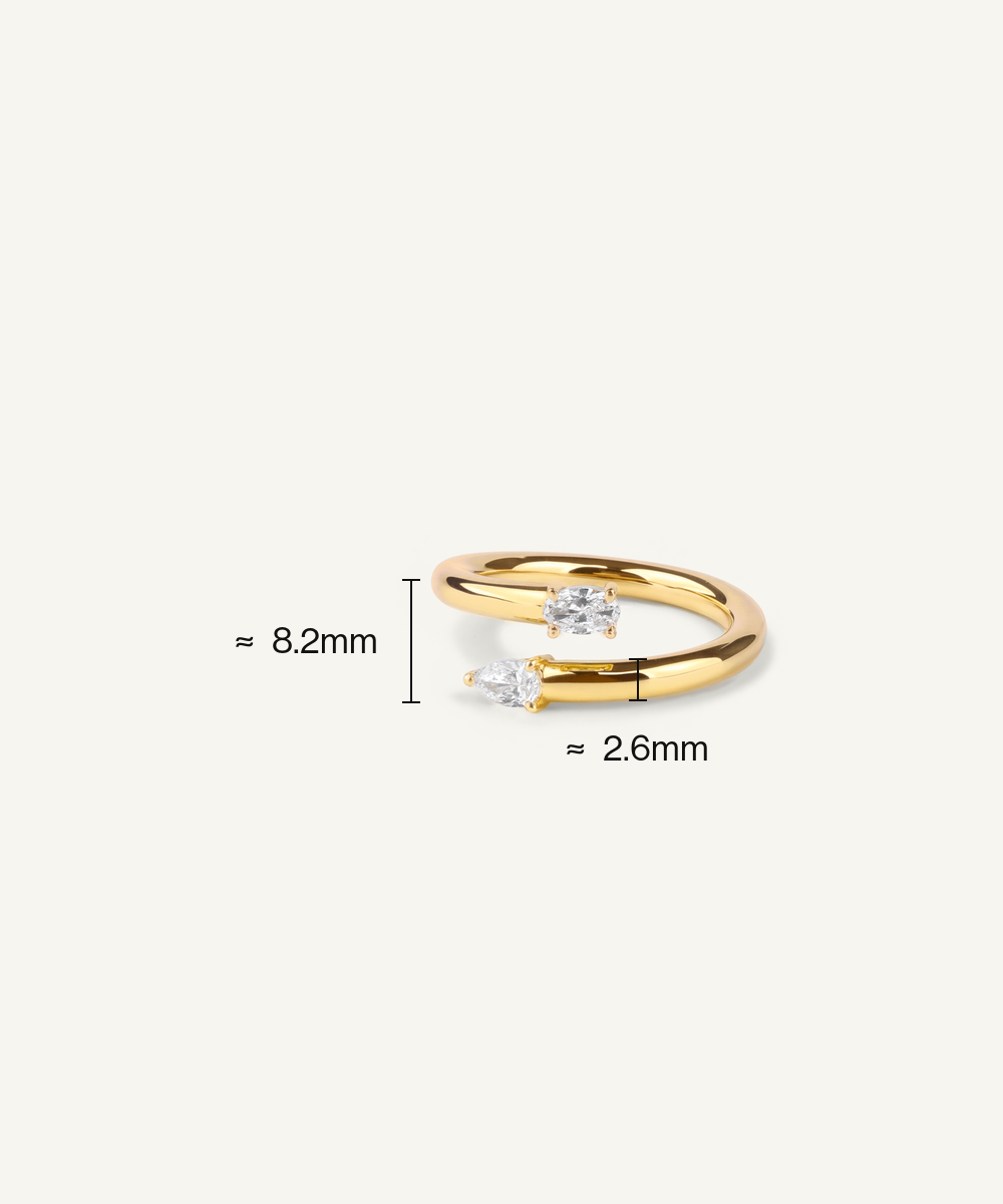 Pear & Oval Cut Toi et Moi Bypass Ring