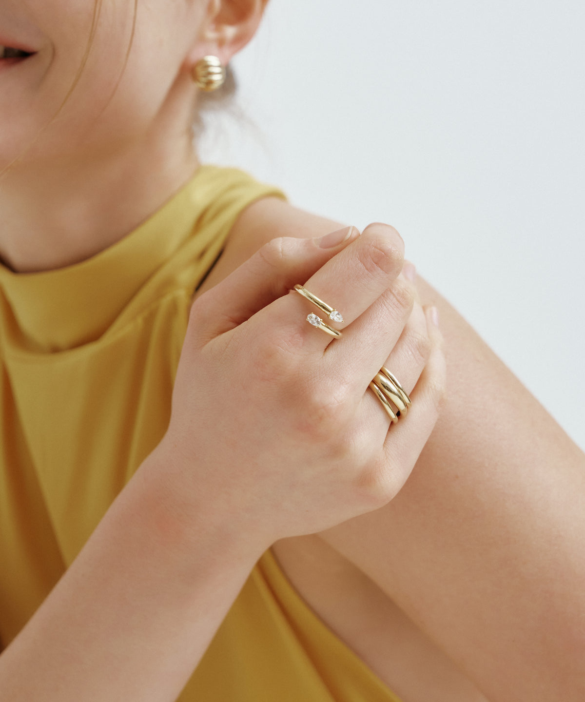 Yellow Gold | Pear & Oval Cut Toi et Moi Bypass Ring, worn 4