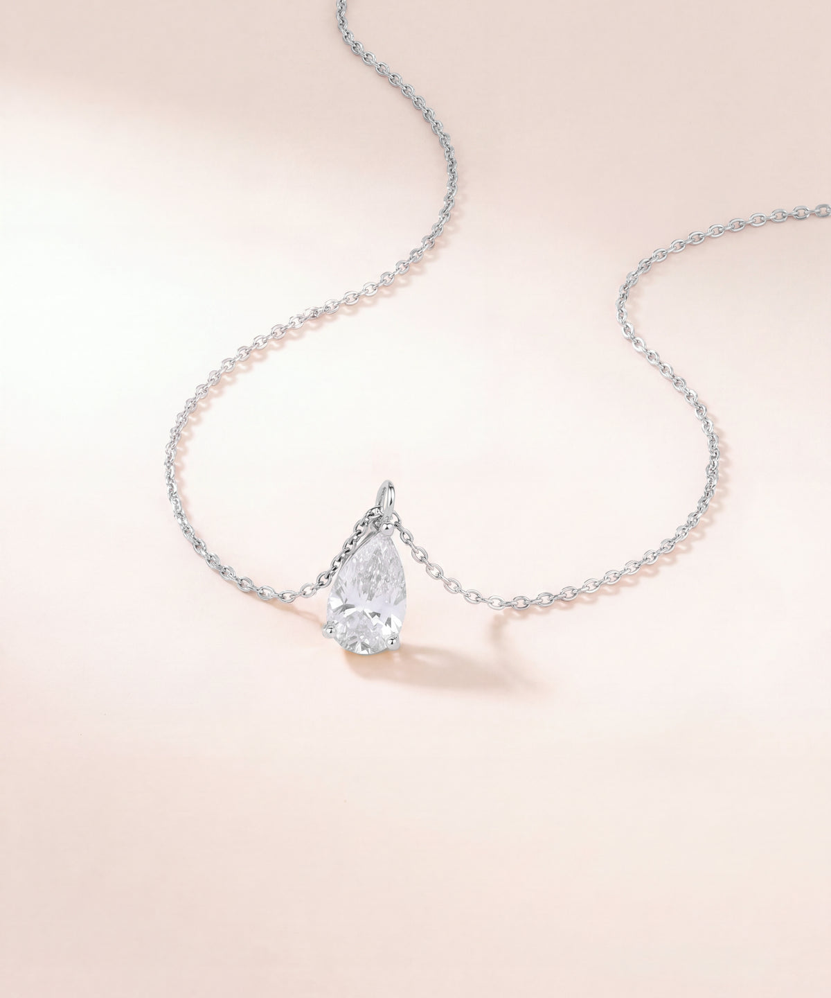 White Gold | Pear Cut Lab Grown Diamond Solitaire Necklace, view 3