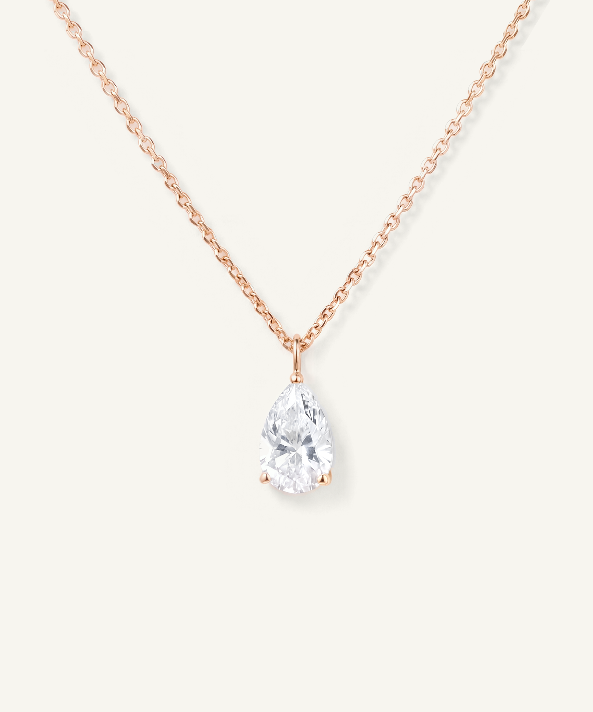 Rose Gold | Pear Cut Lab Grown Diamond Solitaire Necklace