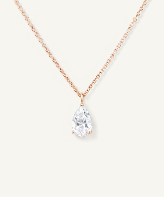 Rose Gold | Pear Cut Lab Grown Diamond Solitaire Necklace