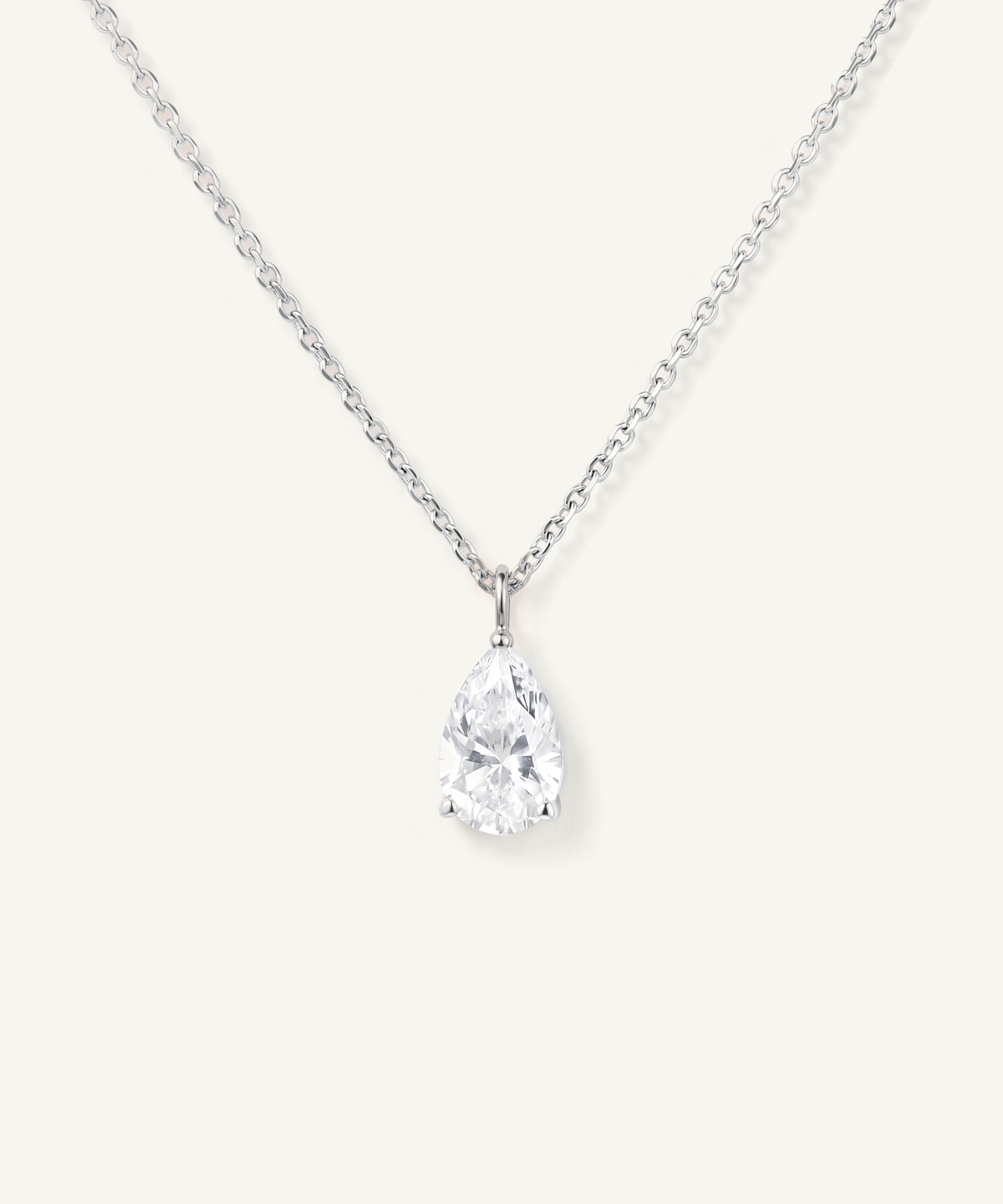 White Gold | Pear Cut Lab Grown Diamond Solitaire Necklace