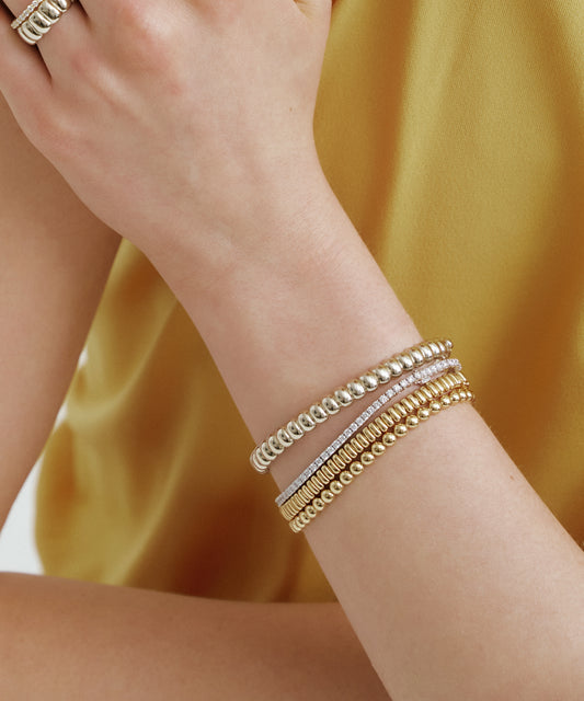 Yellow Gold | Pebble Line Bracelet, worn