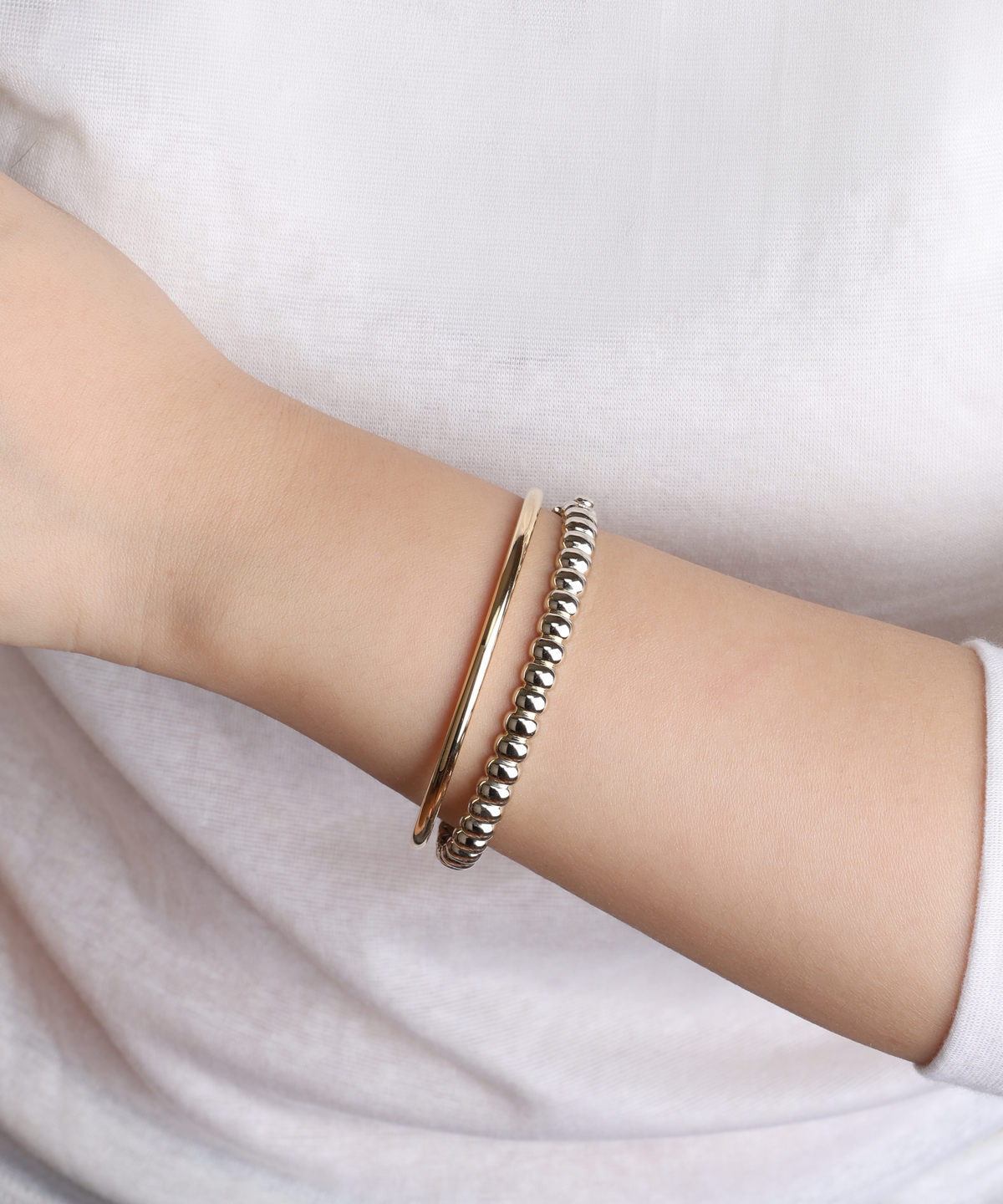 White Gold | Pillow Bangle, worn