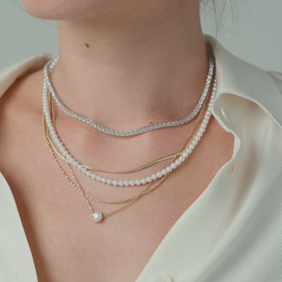 White Gold | Lab Grown Diamond Tennis Necklace, 3mm, video