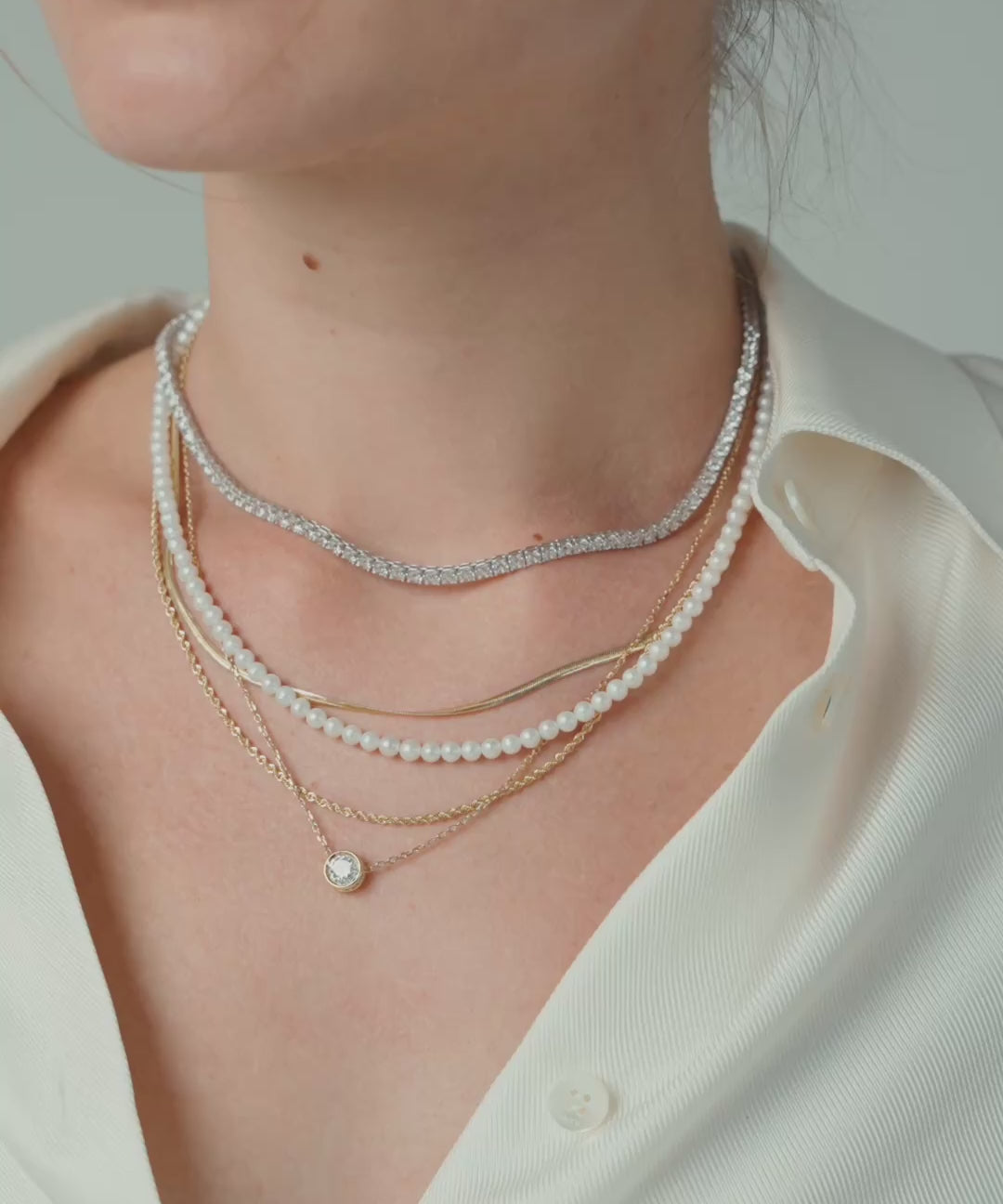 White Gold | Lab Grown Diamond Tennis Necklace, 3mm, video