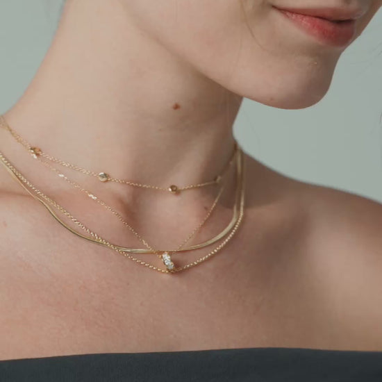 Yellow Gold | Lab Grown Diamond Bezel Station Necklace, 8 Stones, video
