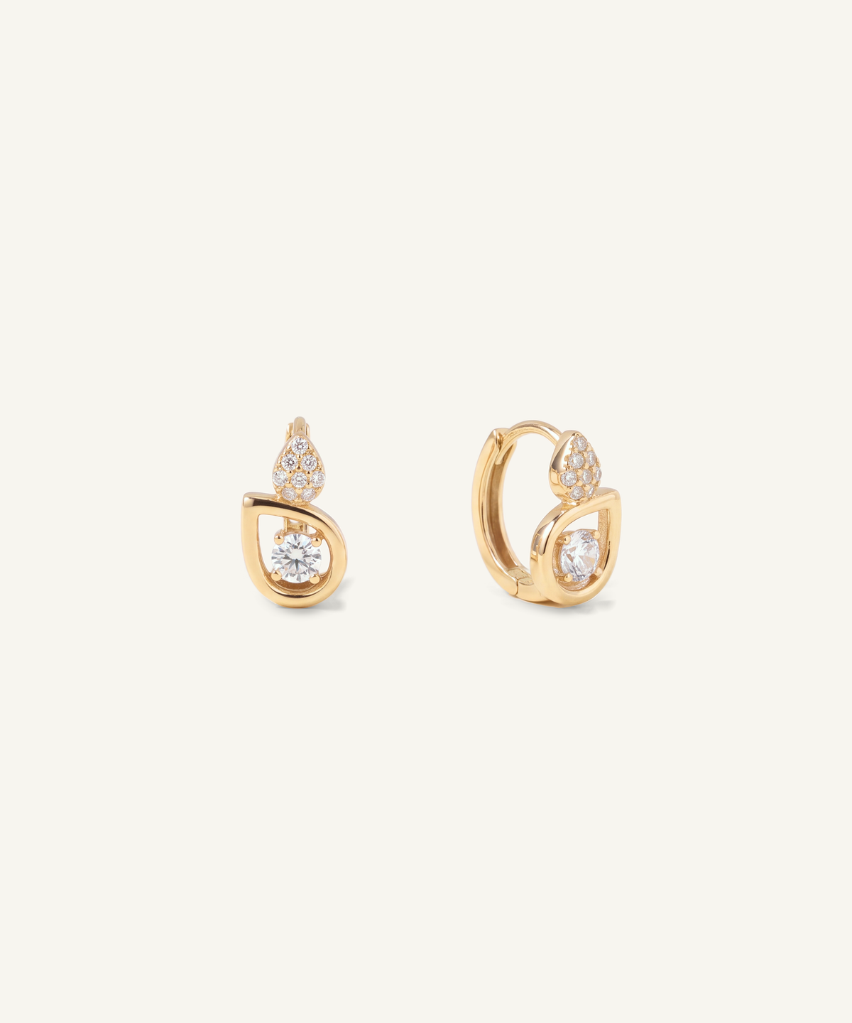 Yellow Gold | Radiant Drop Huggie Hoops