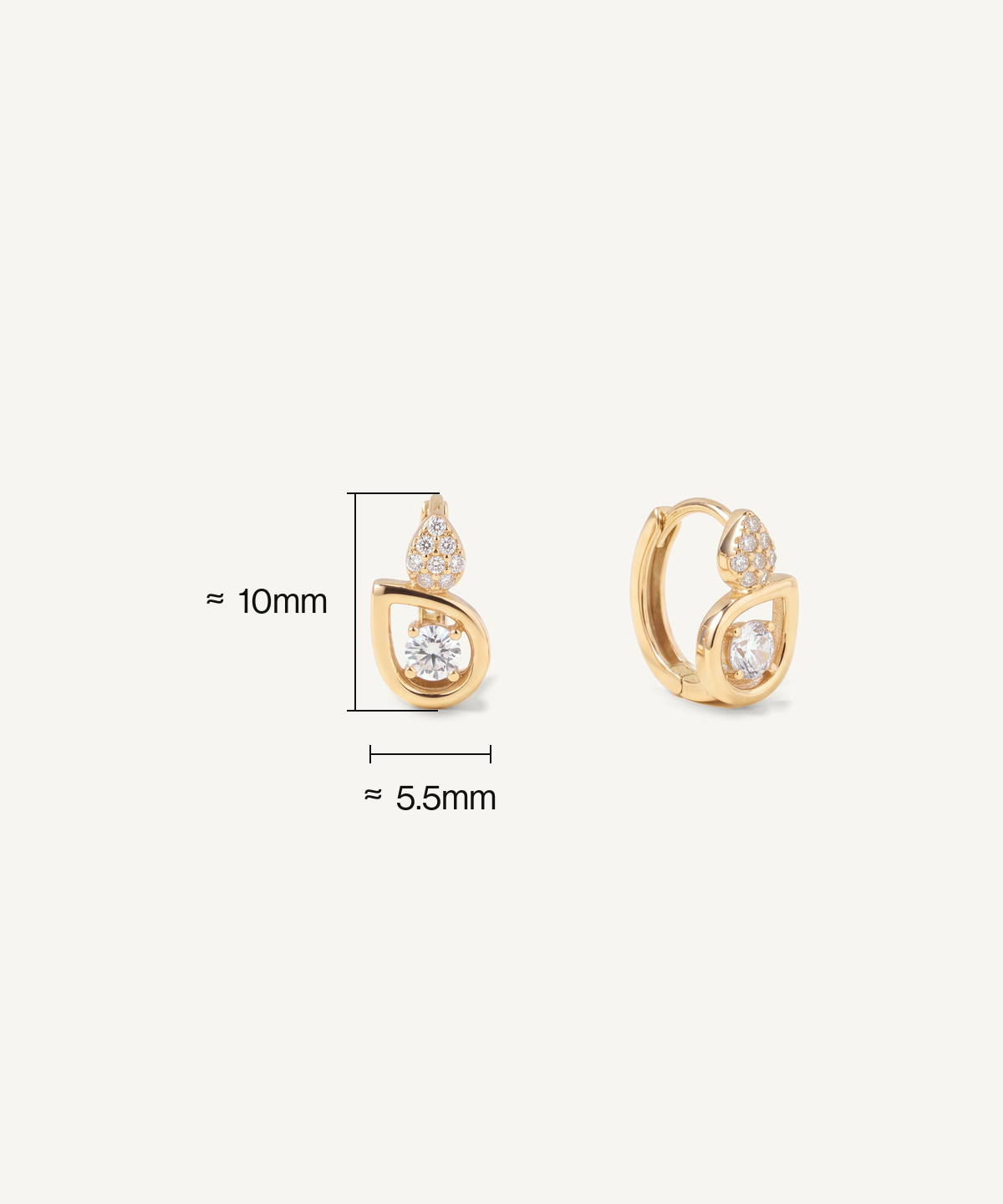 Radiant Drop Huggie Hoops