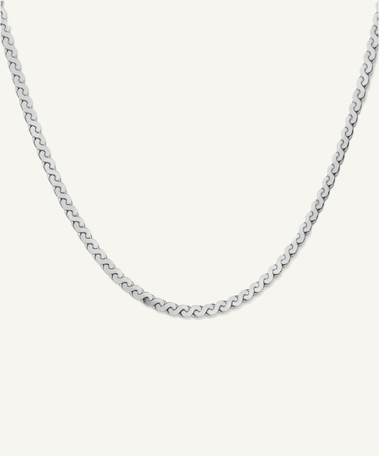 White Gold | Diamond-Cut Reversible Serpentine Chain Necklace, view 2 | back