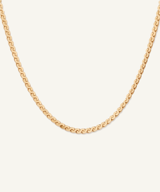 Yellow Gold | Diamond-Cut Reversible Serpentine Chain Necklace, view 2 | back