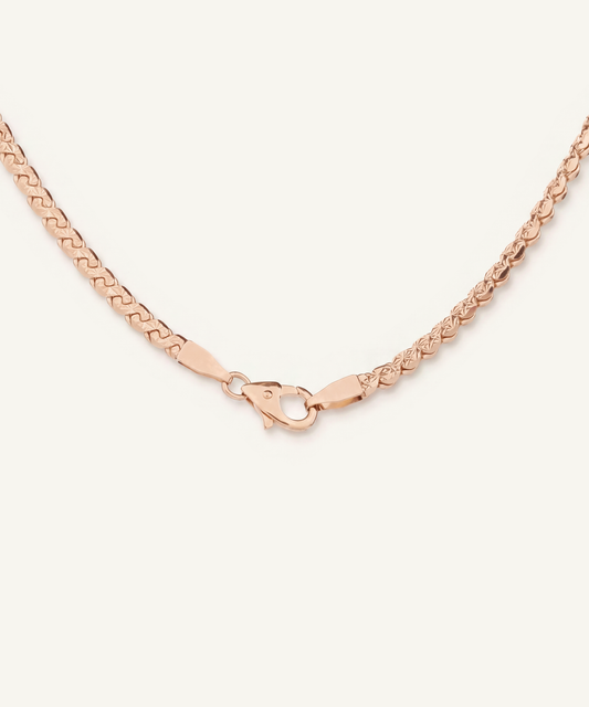 Rose Gold | Diamond-Cut Reversible Serpentine Chain Necklace, view 3 | clasp