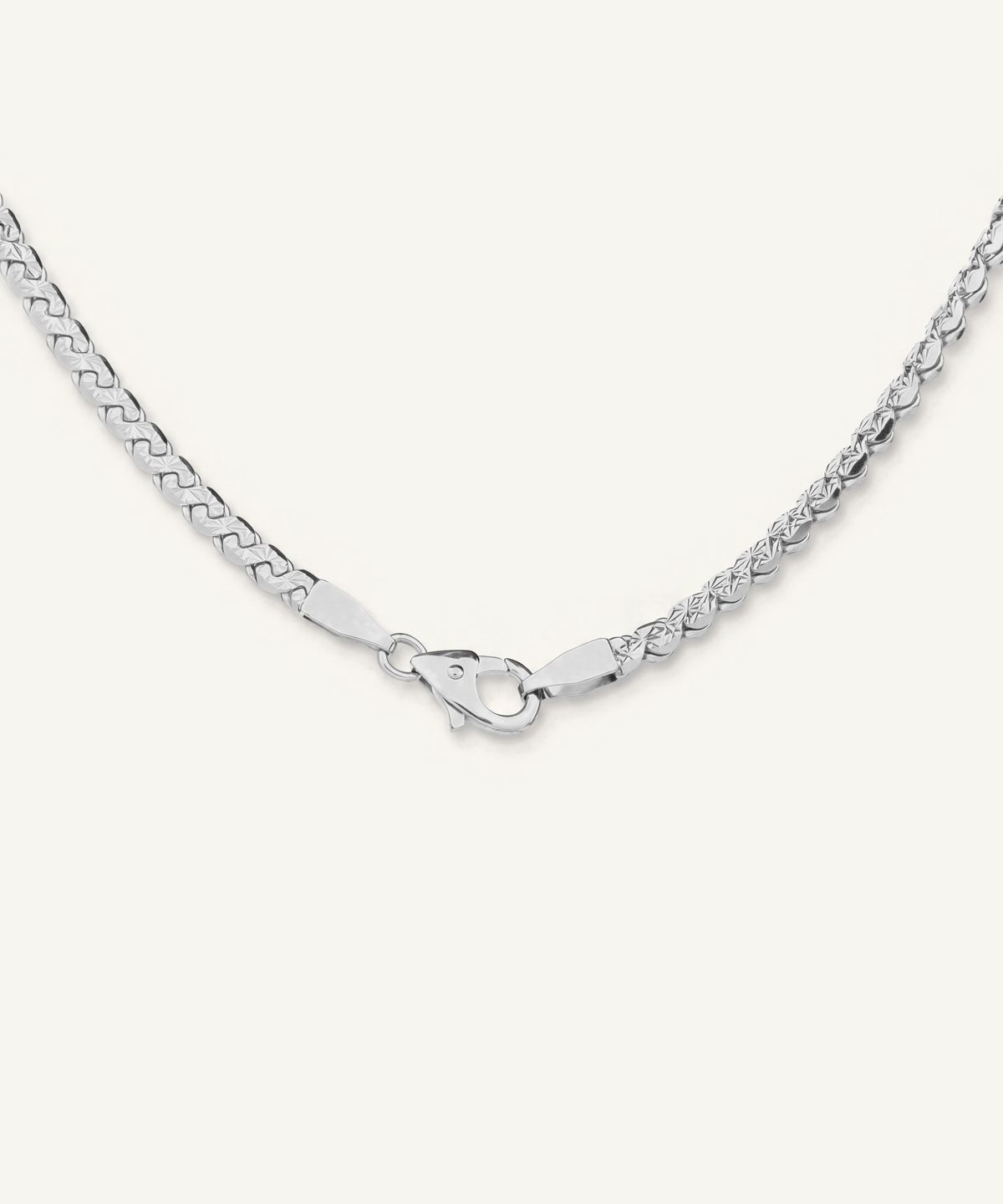 White Gold | Diamond-Cut Reversible Serpentine Chain Necklace, view 3 | clasp