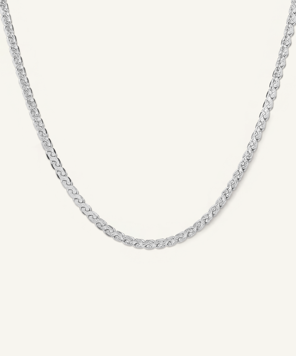 White Gold | Diamond-Cut Reversible Serpentine Chain Necklace | front