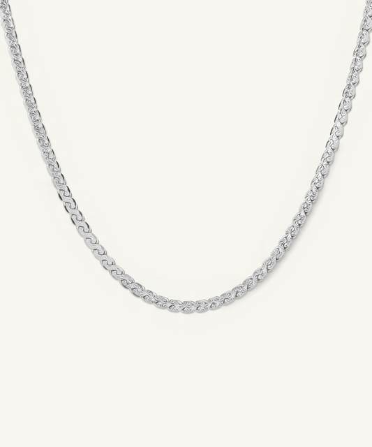White Gold | Diamond-Cut Reversible Serpentine Chain Necklace | front