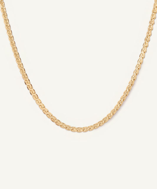Yellow Gold | Diamond-Cut Reversible Serpentine Chain Necklace | front