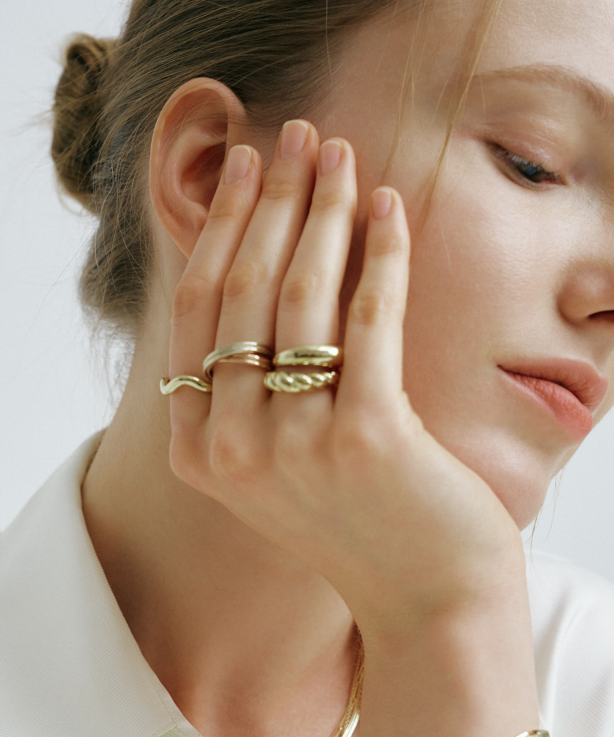 Yellow Gold | Tapered Dome Ring, worn