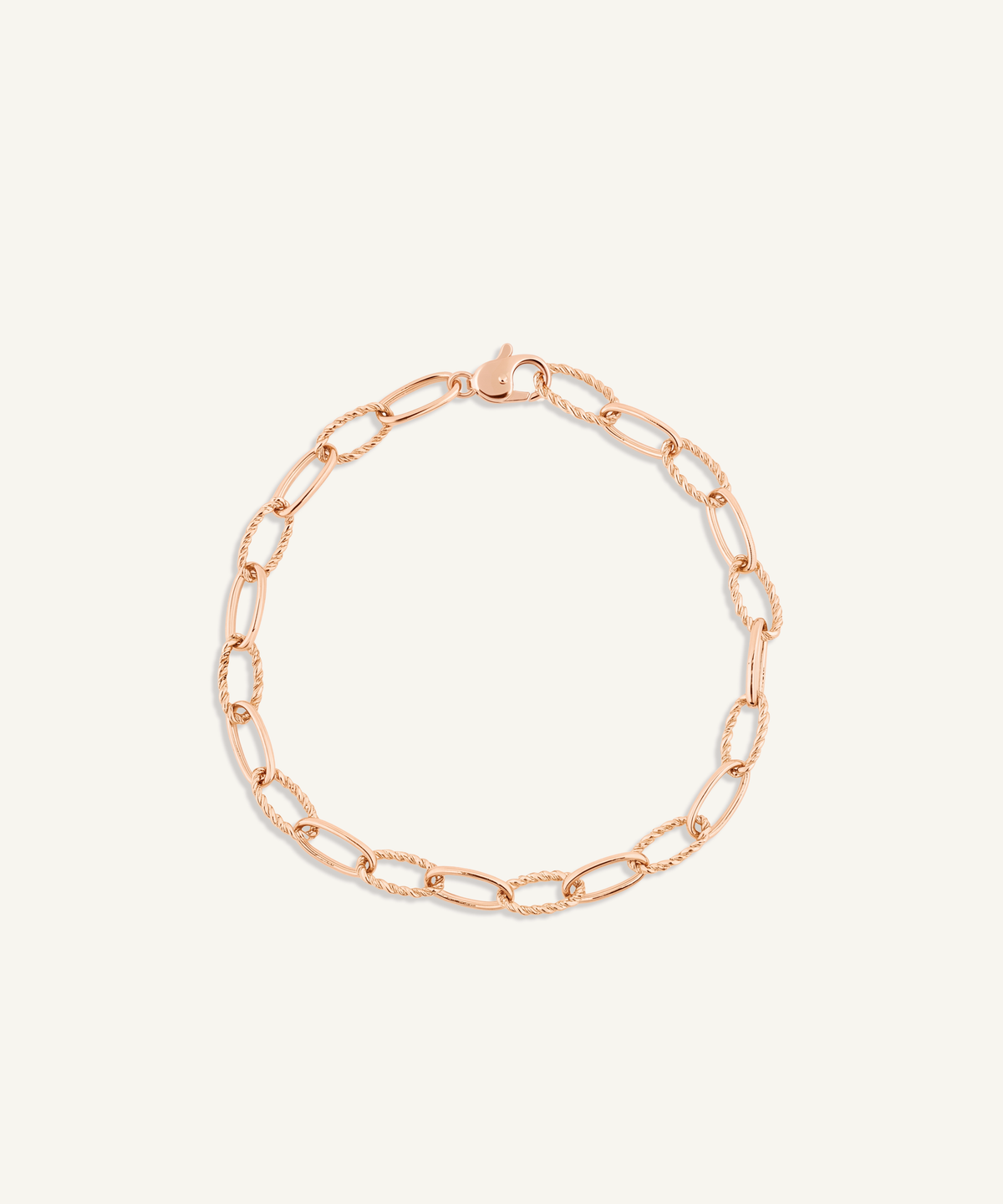 Rose Gold | Two-Tone Twist Chain Bracelet | Twist chain bracelet in rose gold on a white background