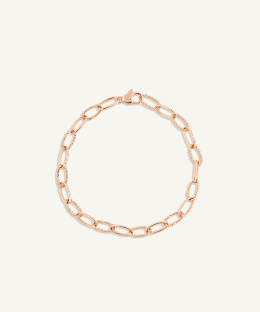 Rose Gold | Two-Tone Twist Chain Bracelet | Twist chain bracelet in rose gold on a white background